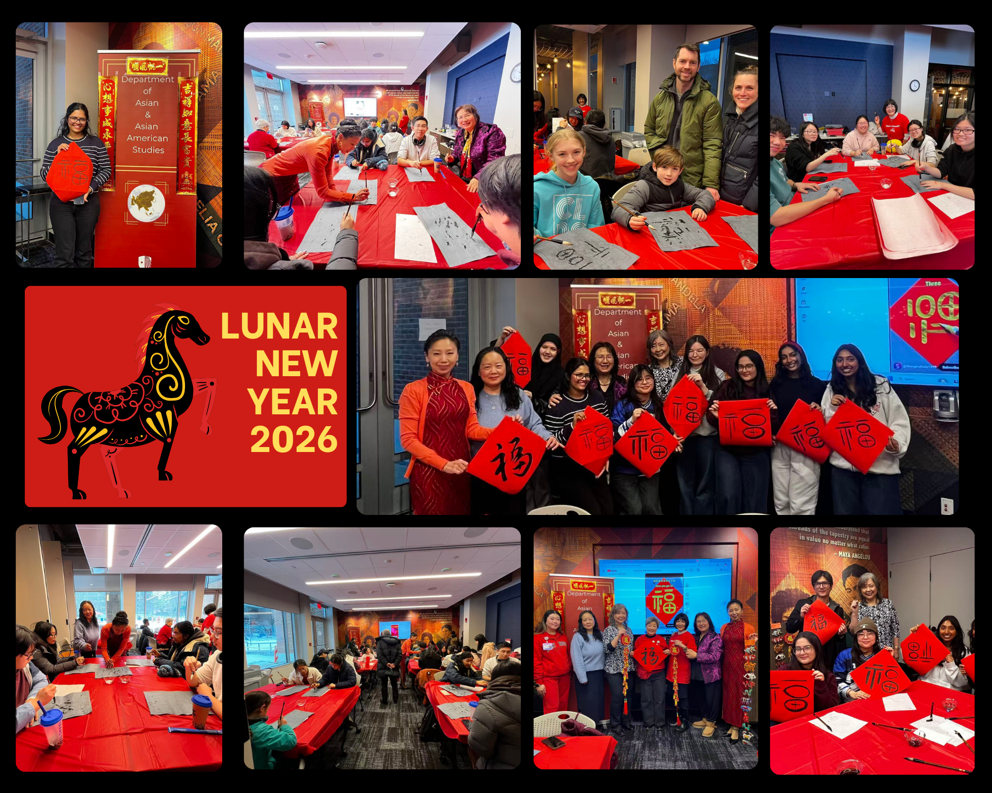 This is a photo of people at the lunar new year calligraphy workshop.