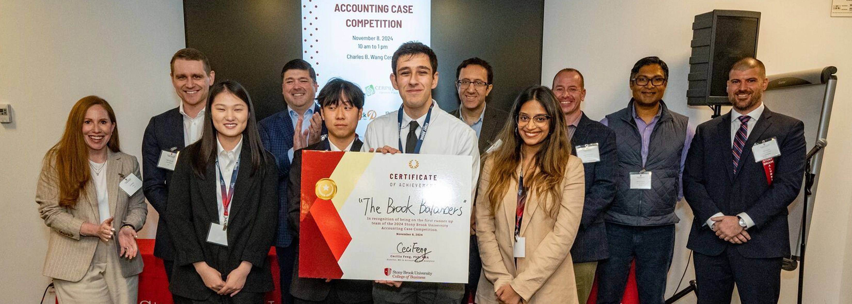 SUNY Stony Brook University College of Business Accounting Students at the Accounting Case Competition with Member of the Accounting Advisory Board