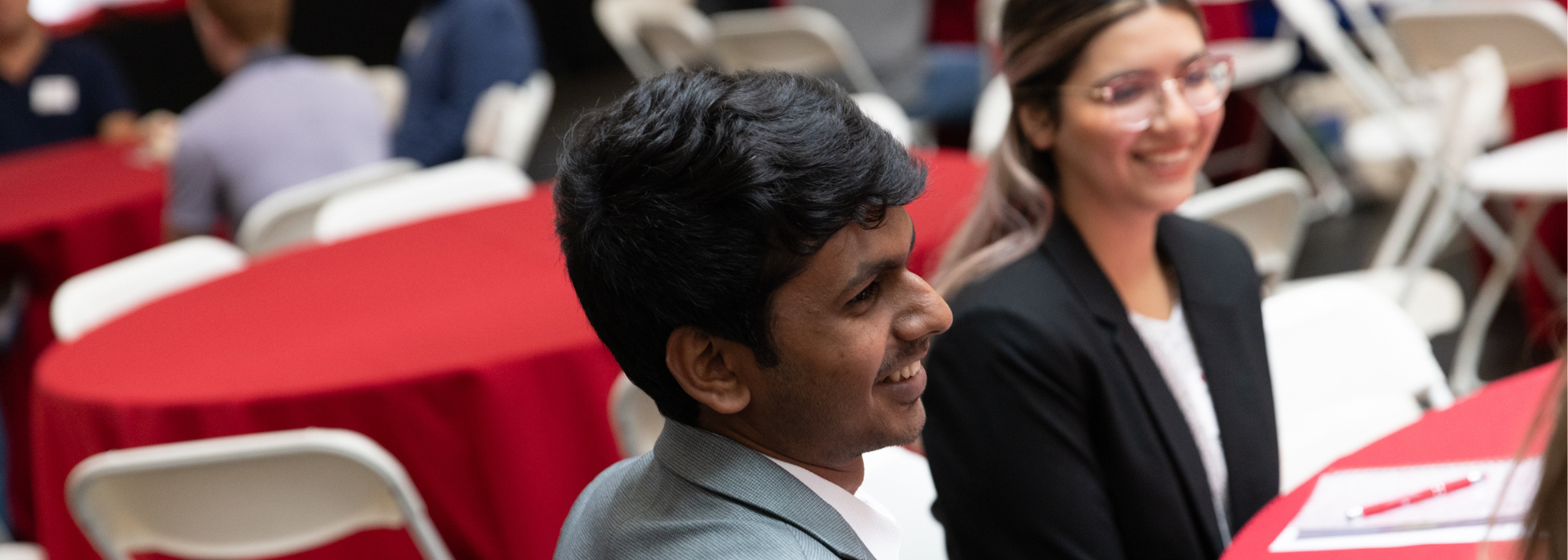 College of Business Finance Students in a Classroom College of Business Masters in Decision Anlytics Students Header