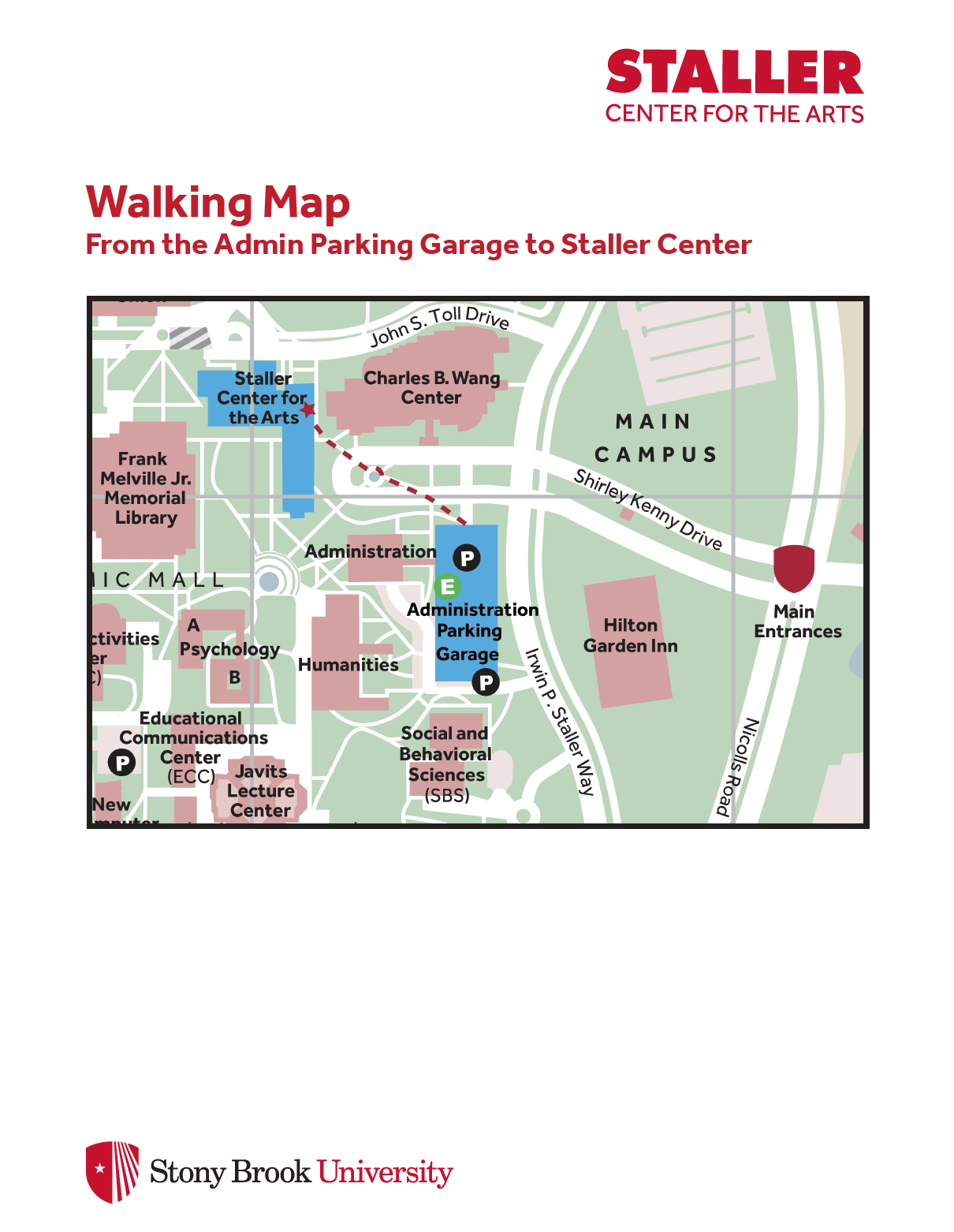 walking map to staller center